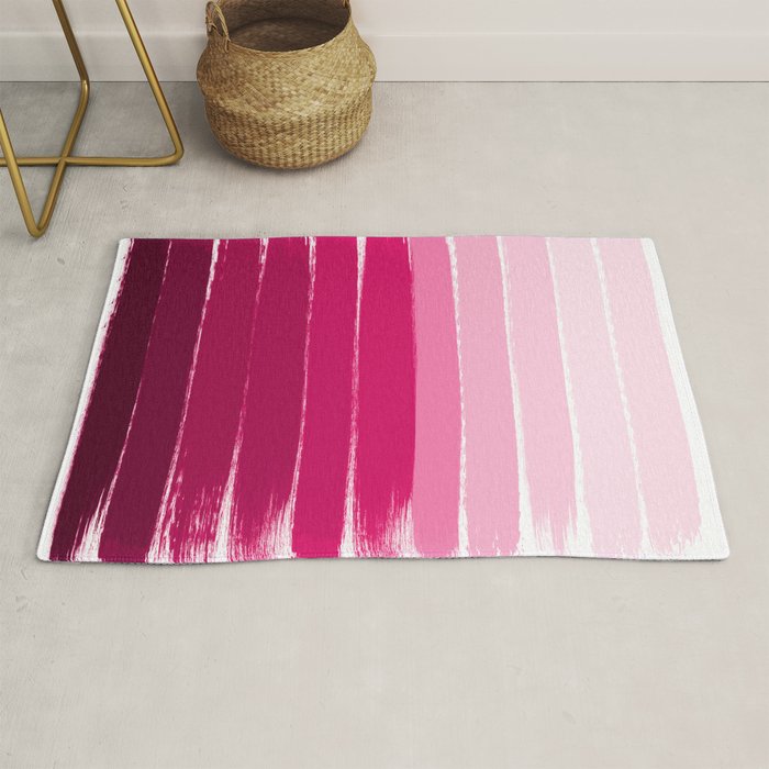 Mola - ombre painting bruskstrokes tonal gradient art pink pastel to hot pink decor Rug Gallery Image 1