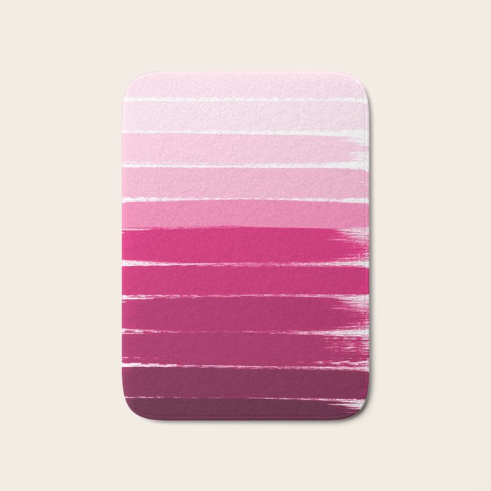 Mola - ombre painting bruskstrokes tonal gradient art pink pastel to hot pink decor Bath Mat Gallery Image 1