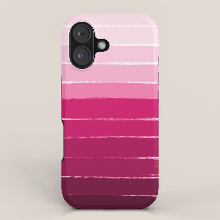 Mola - ombre painting bruskstrokes tonal gradient art pink pastel to hot pink decor iPhone Case Gallery Image 1