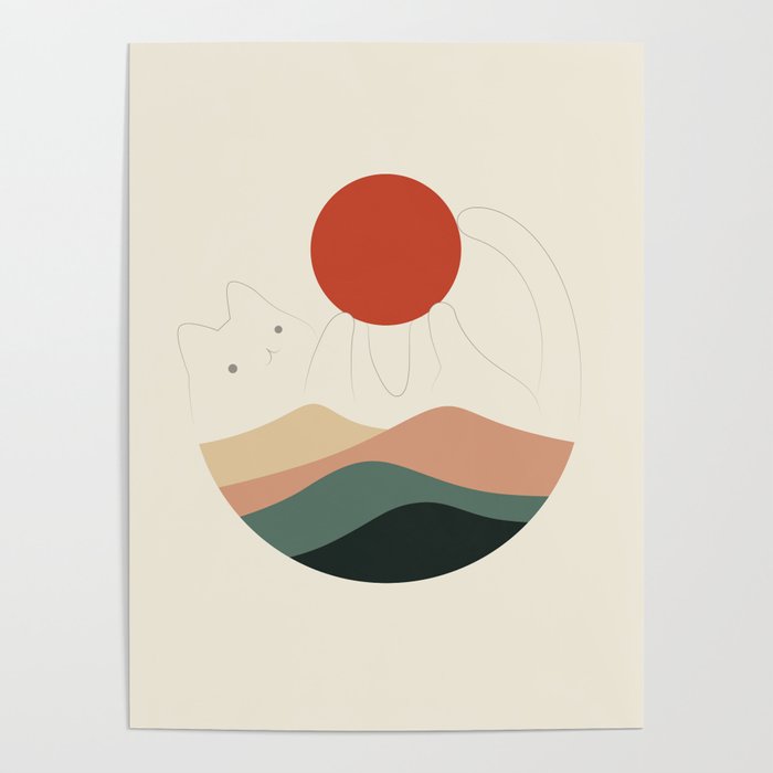 Cat Landscape 137: Holding up the Sun for you Poster Gallery Image 1