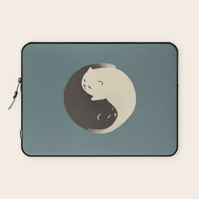 Hidden cat 9 blue yin yang kitty hug Laptop Sleeve Gallery Image 1