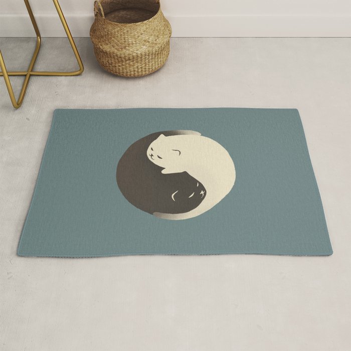 Hidden cat 9 blue yin yang kitty hug Rug Gallery Image 1