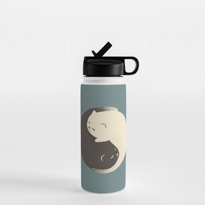 Hidden cat 9 blue yin yang kitty hug Water Bottle Gallery Image 1