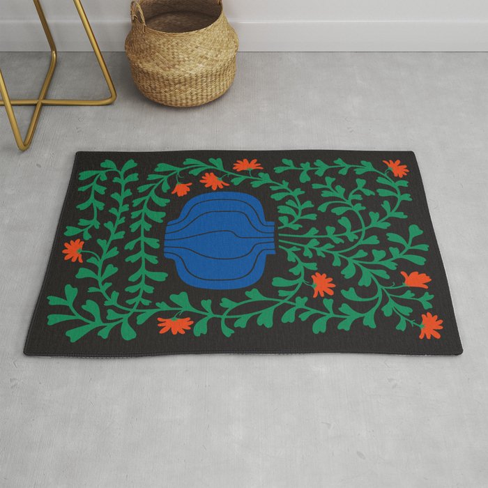 Summer Bloom: Midnight Rain Forest Rug Gallery Image 1
