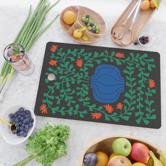 Summer Bloom: Midnight Rain Forest Cutting Board Gallery Image 2