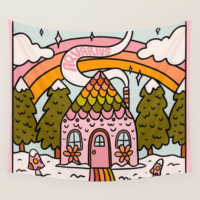 Aquarius Gingerbread House Wall Tapestry Gallery Image 4