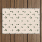 Summer palm tree doodle art pattern Outdoor Rug Gallery Image 1