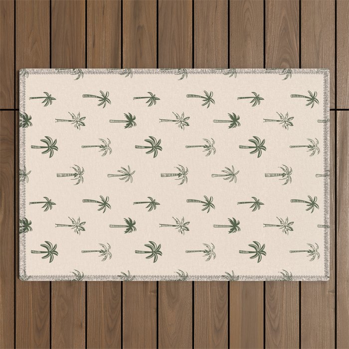Summer palm tree doodle art pattern Outdoor Rug Gallery Image 1