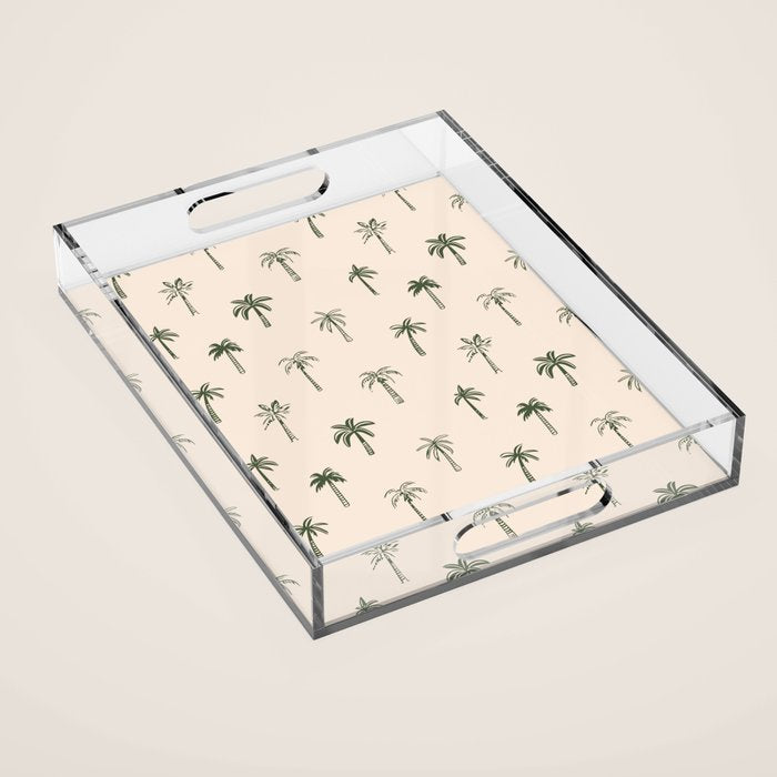 Summer palm tree doodle art pattern Acrylic Tray Gallery Image 1
