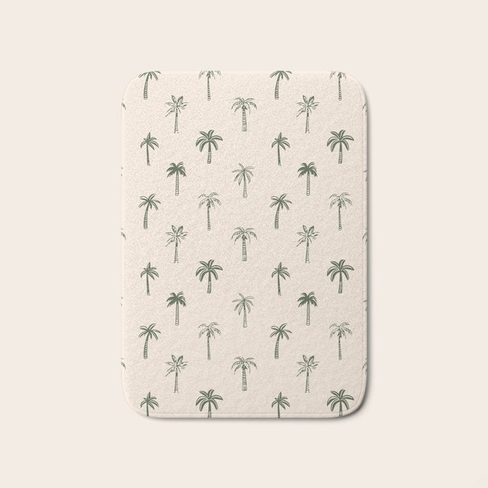 Summer palm tree doodle art pattern Bath Mat Gallery Image 1