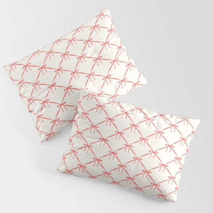 Bows & Ribbons Pattern II Red Pillow Sham Gallery Image 1