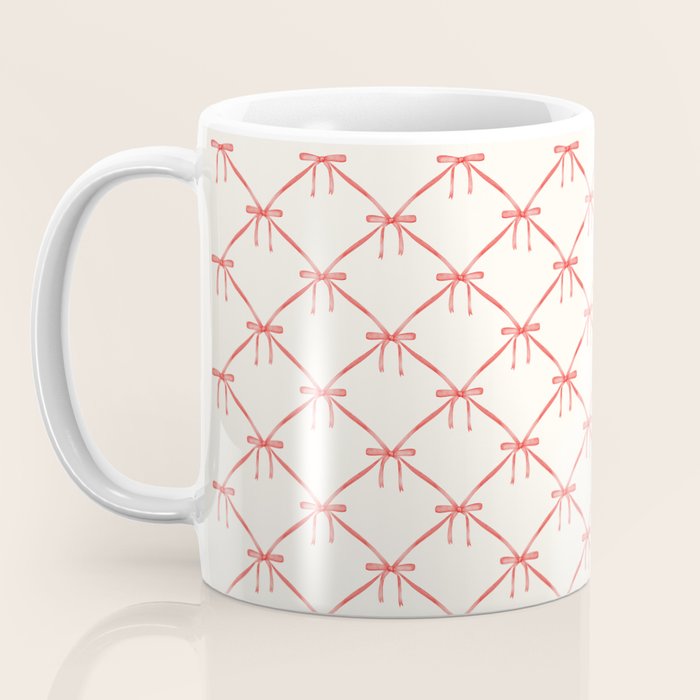 Bows & Ribbons Pattern II Red Coffee Mug Gallery Image 3