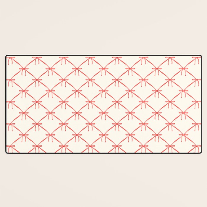 Bows & Ribbons Pattern II Red Desk Mat Gallery Image 3