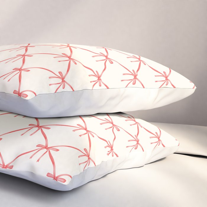 Bows & Ribbons Pattern II Red Pillow Sham Gallery Image 3