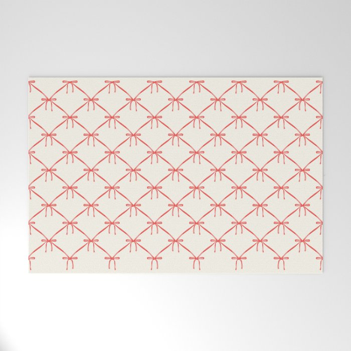 Bows & Ribbons Pattern II Red Welcome Mat Gallery Image 1