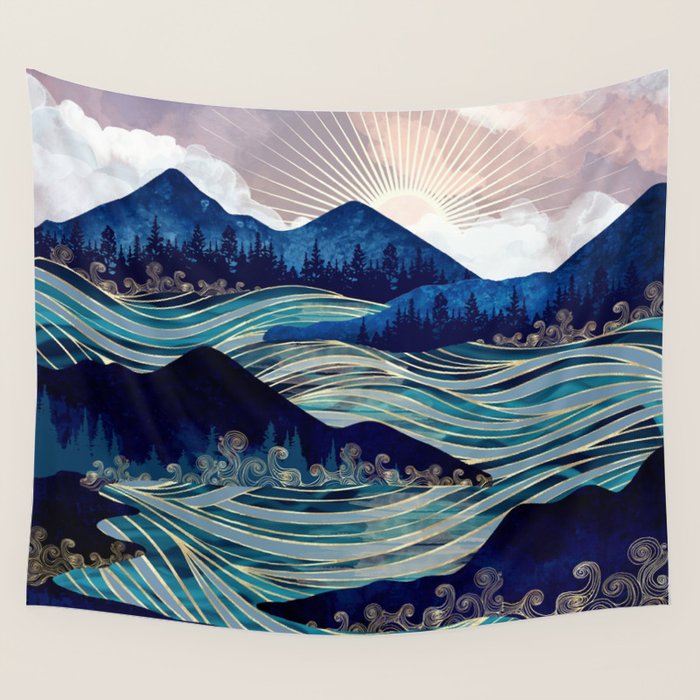 Ocean Sunrise Wall Tapestry Gallery Image 4