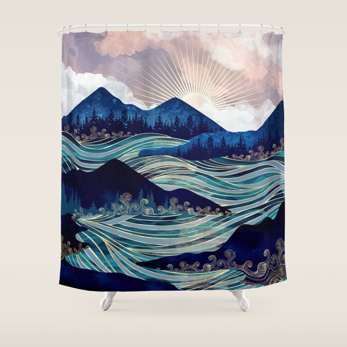 Ocean Sunrise Shower Curtain Gallery Image 1