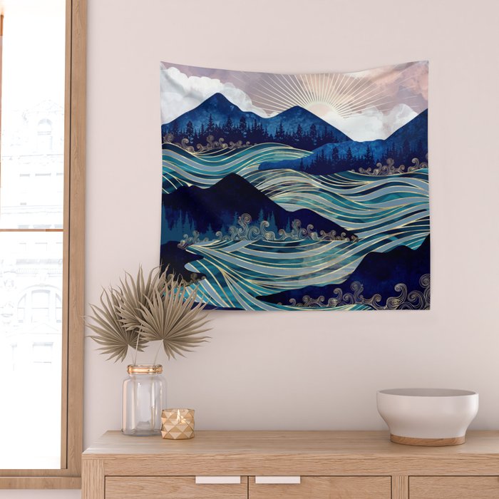 Ocean Sunrise Wall Tapestry Gallery Image 2