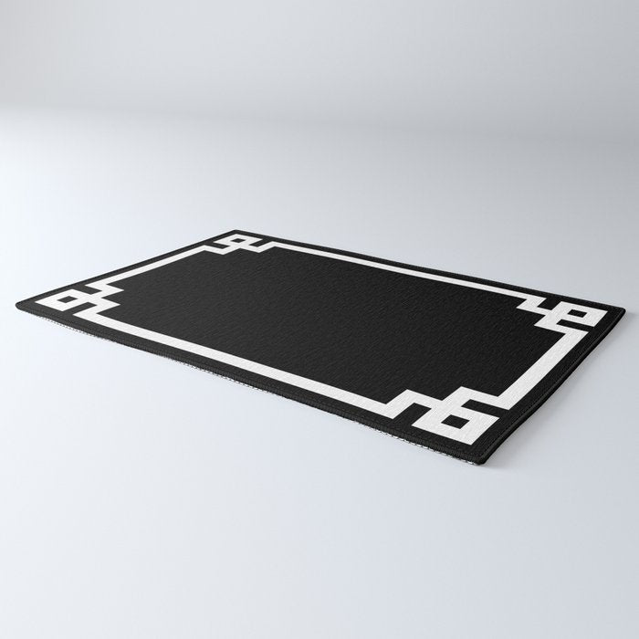 Black and White Greek Key Border Rug Gallery Image 3