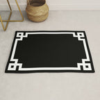 Black and White Greek Key Border Rug Gallery Image 1