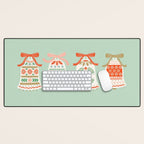 Folk Art Holiday Bells - Light Green Desk Mat Gallery Image 1