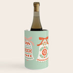 Folk Art Holiday Bells - Light Green Wine Chiller Gallery Image 1