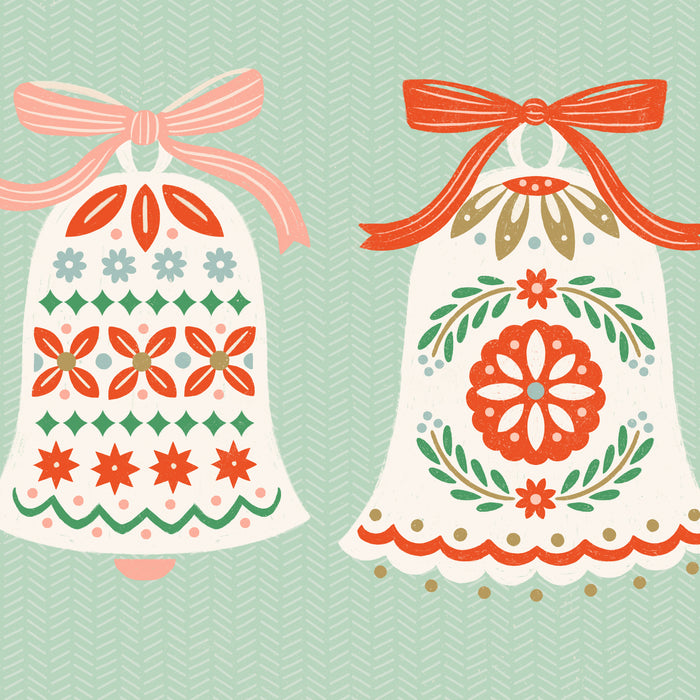 Folk Art Holiday Bells - Light Green Coffee Mug Gallery Image 2