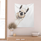 Sneaky Llama White Wall Tapestry Gallery Image 2