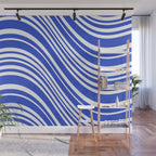  Wavy Stripes XXXIV - Bright Blue Wall Mural Gallery Image 1
