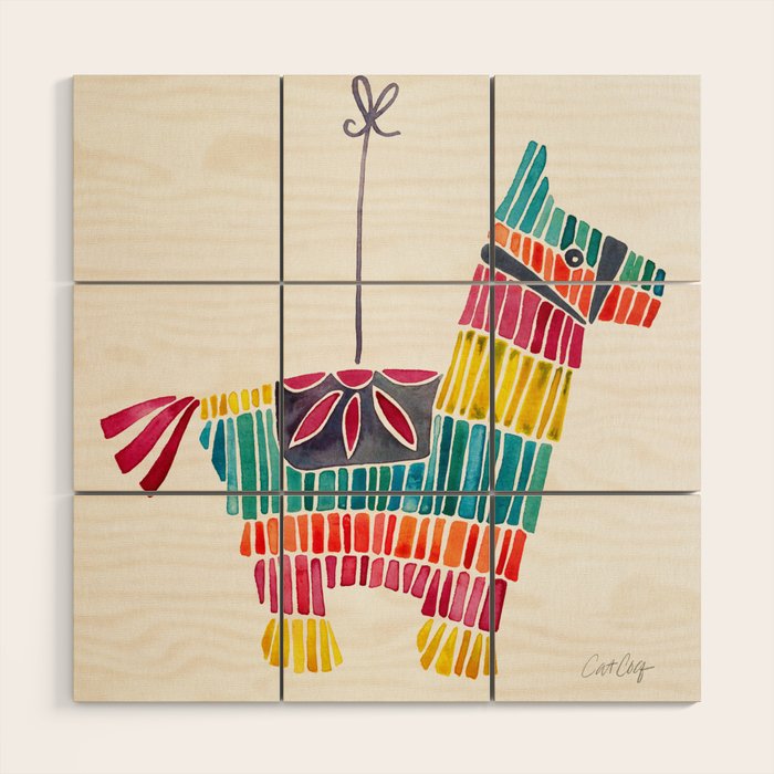 Mexican Donkey PinÌata - CMYK Palette Wood Wall Art Gallery Image 1