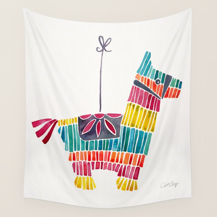 Mexican Donkey PinÌata - CMYK Palette Wall Tapestry Gallery Image 1