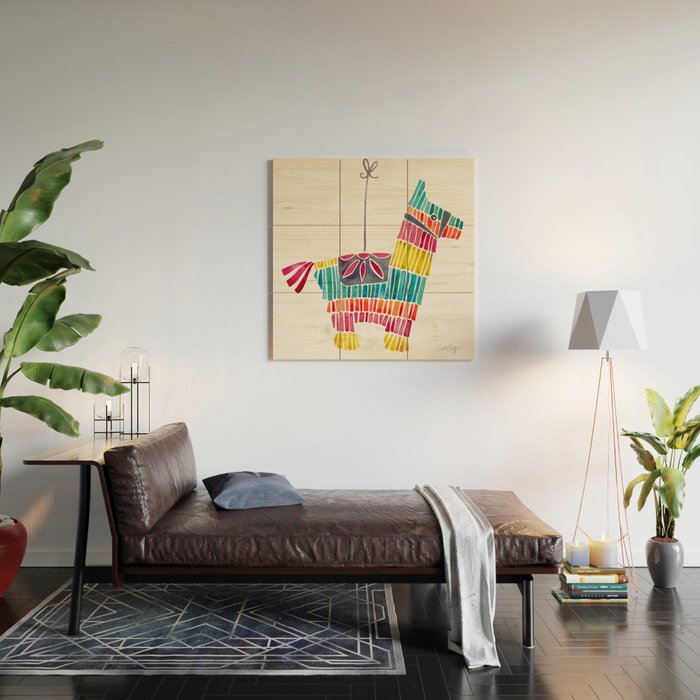 Mexican Donkey PinÌata - CMYK Palette Wood Wall Art Gallery Image 2