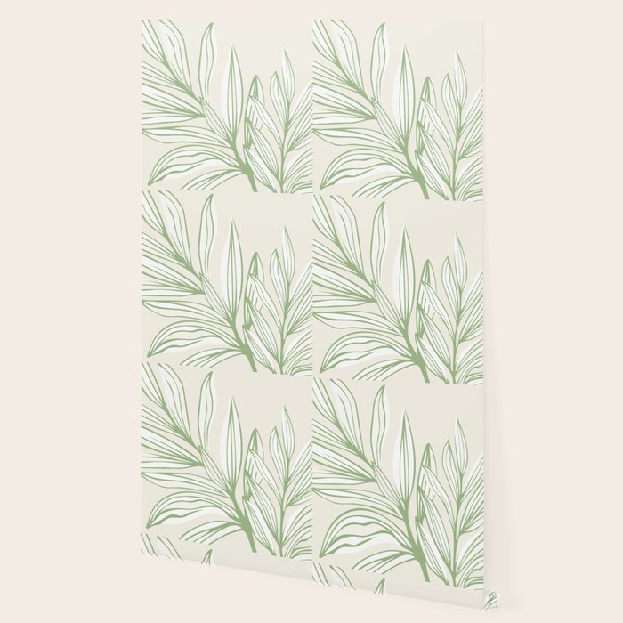 Wild Spring Meadow - Botanic Line Art Wallpaper Gallery Image 2