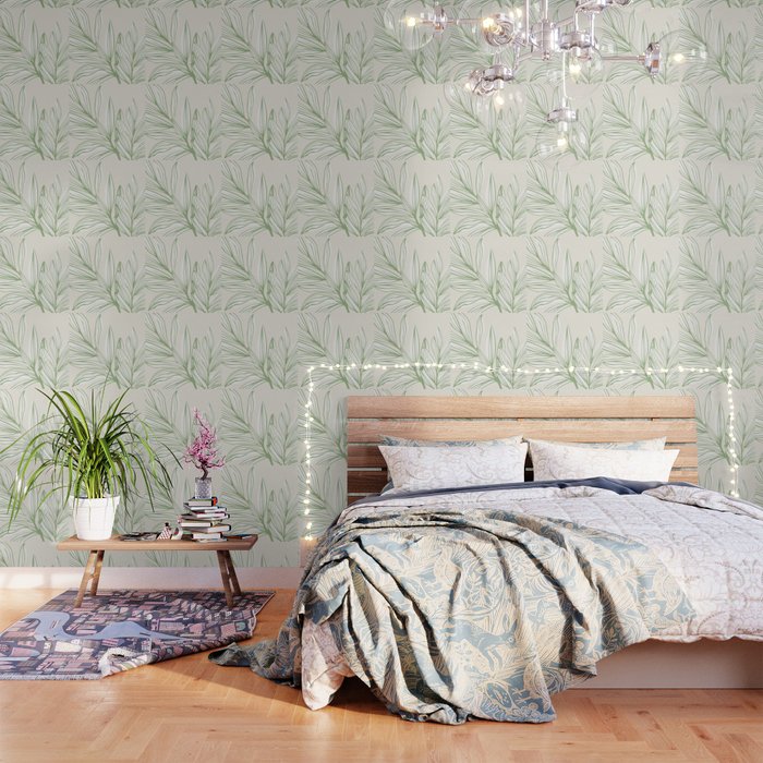Wild Spring Meadow - Botanic Line Art Wallpaper Gallery Image 3
