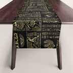 Egyptian hieroglyphs and deities gold on black Table Runner Gallery Image 1