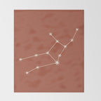 Virgo Zodiac Star Constellation Line Art Terracotta Red Throw Blanket Gallery Image 2