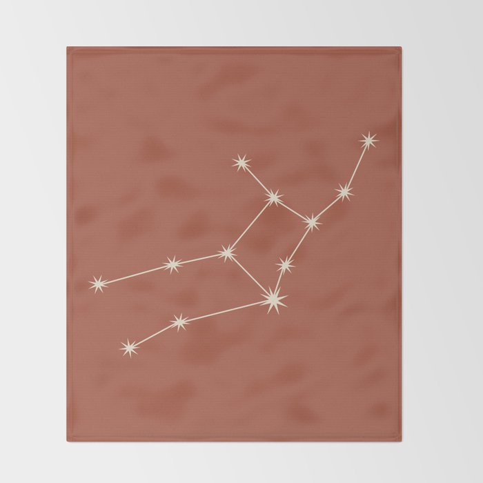 Virgo Zodiac Star Constellation Line Art Terracotta Red Throw Blanket Gallery Image 2