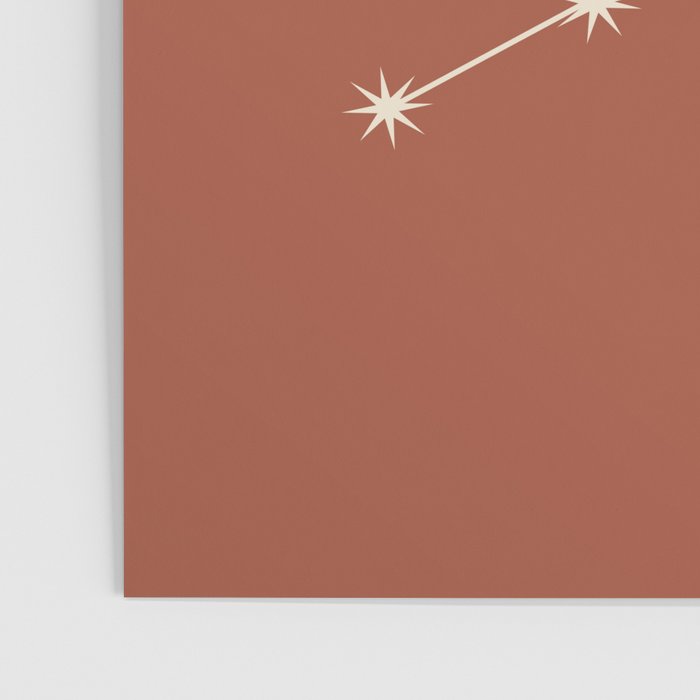Virgo Zodiac Star Constellation Line Art Terracotta Red Poster Gallery Image 3