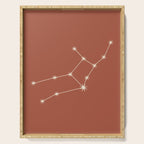 Virgo Zodiac Star Constellation Line Art Terracotta Red Serving Tray Gallery Image 1