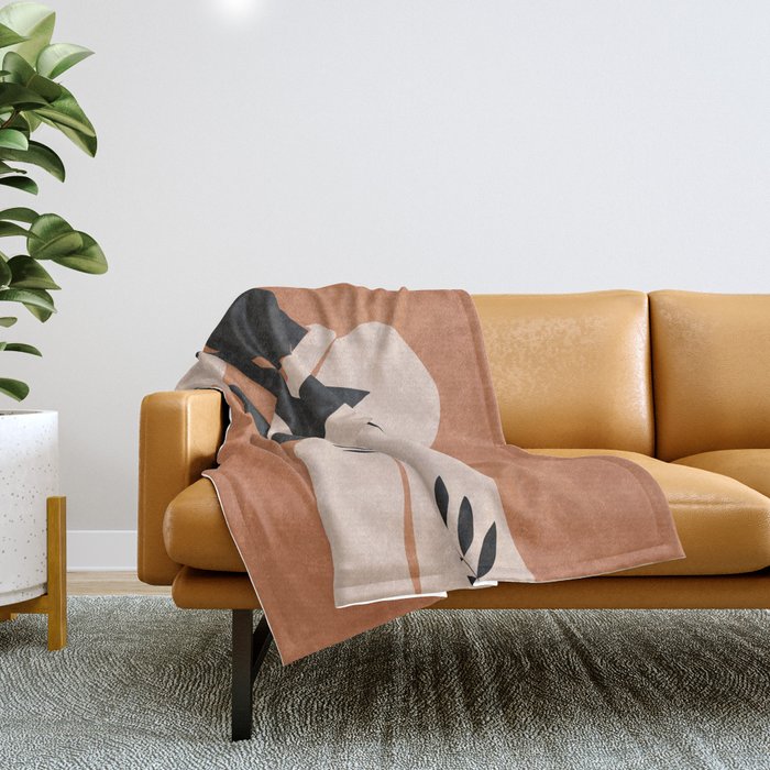 Minimal Abstract Art Sunset Girl 5 Throw Blanket Gallery Image 1