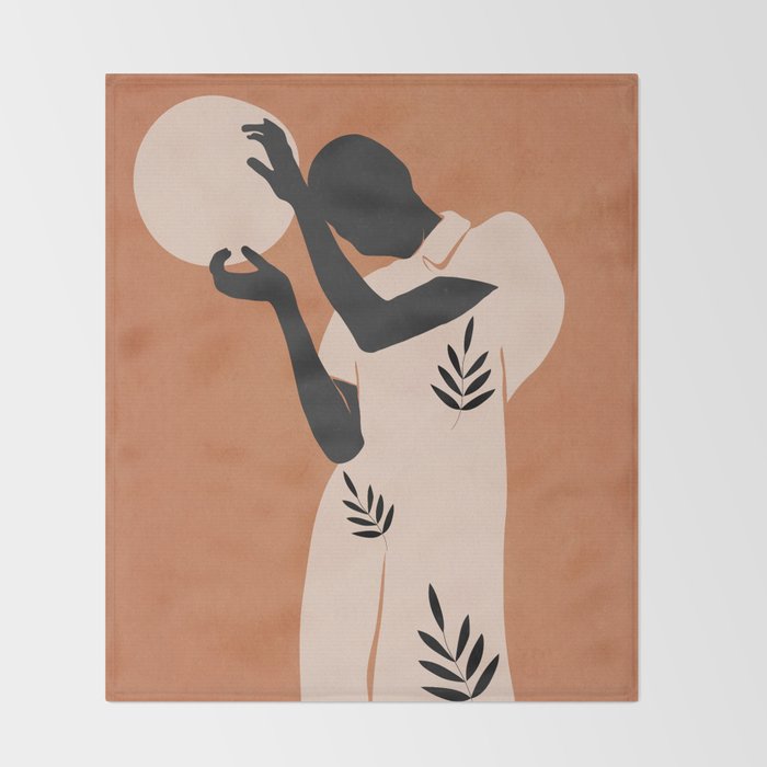 Minimal Abstract Art Sunset Girl 5 Throw Blanket Gallery Image 2