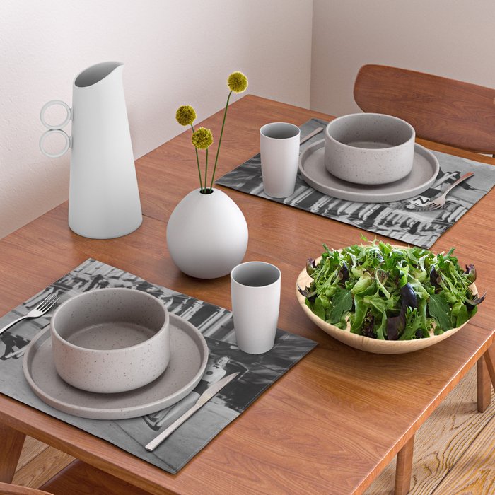 New York Girls in a line, lovely girls on the street - mid century vintage photo Placemat Gallery Image 2