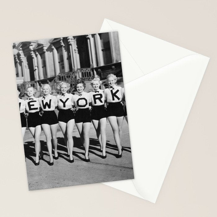New York Girls in a line, lovely girls on the street - mid century vintage photo Stationery Card Gallery Image 2