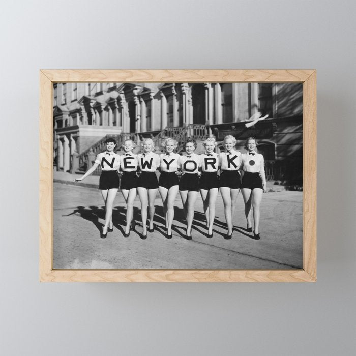 New York Girls in a line, lovely girls on the street - mid century vintage photo Mini Art Print Gallery Image 1