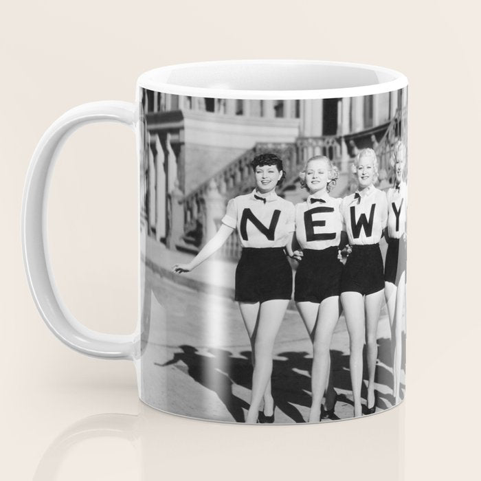 New York Girls in a line, lovely girls on the street - mid century vintage photo Coffee Mug Gallery Image 3