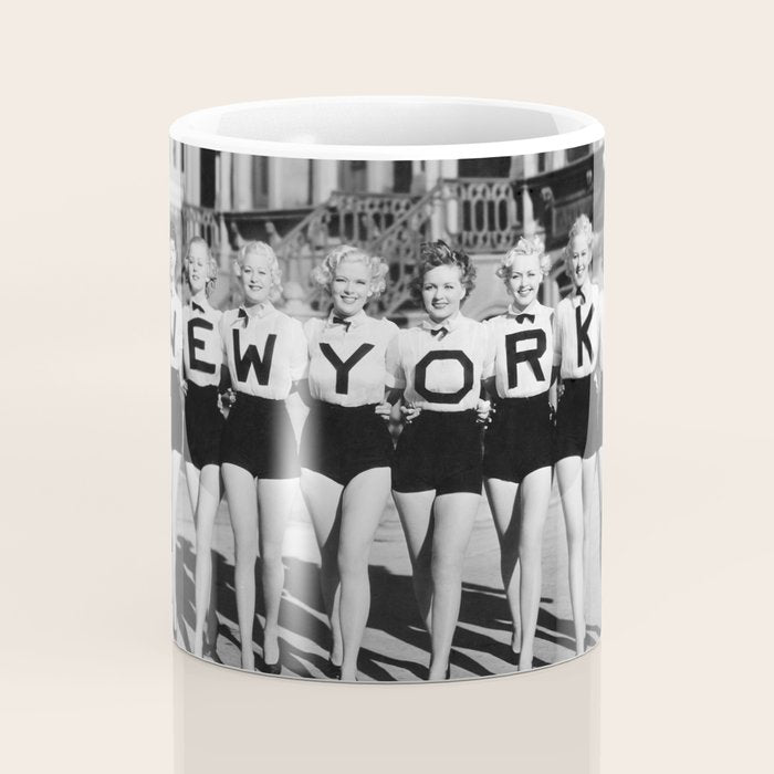 New York Girls in a line, lovely girls on the street - mid century vintage photo Coffee Mug Gallery Image 4