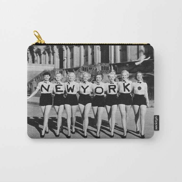 New York Girls in a line, lovely girls on the street - mid century vintage photo Carry All Pouch Gallery Image 1