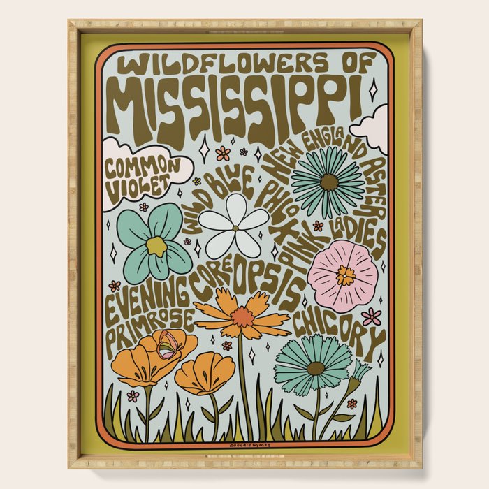 Mississippi Wildflowers Serving Tray Gallery Image 1