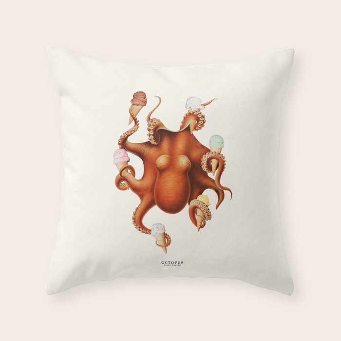 ICE CREAM OCTOPUS Throw Pillow Gallery Image 1