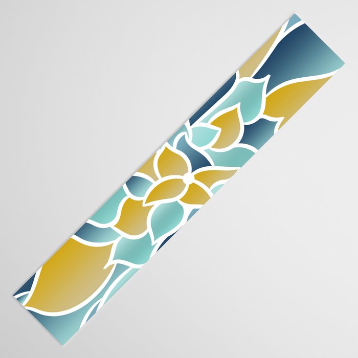 Modern, Floral Prints, Yellow, Blue and Teal Table Runner Gallery Image 3
